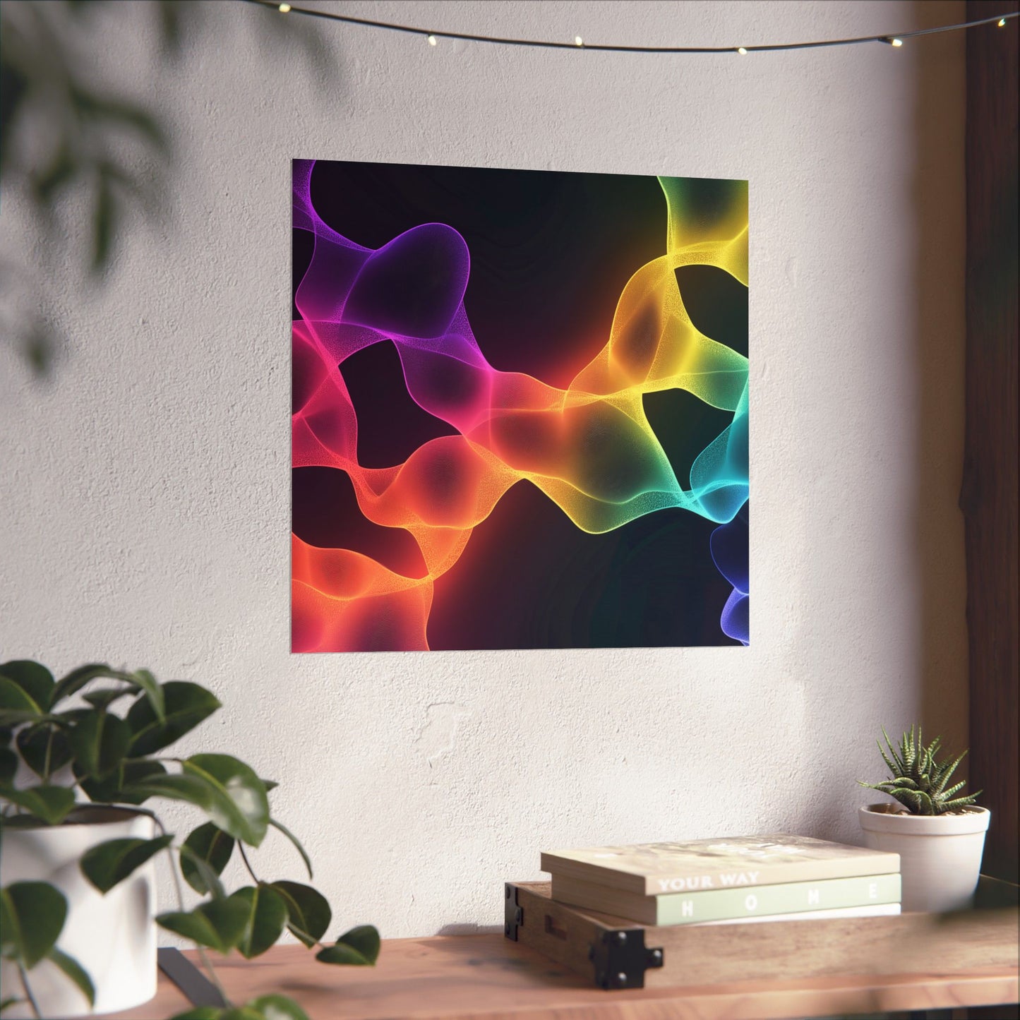 Vibrant Spectrum Abstract Poster - Colorful Wavelengths Energetic Art Print - Black Light Art - Spectrum of Light Wall Art