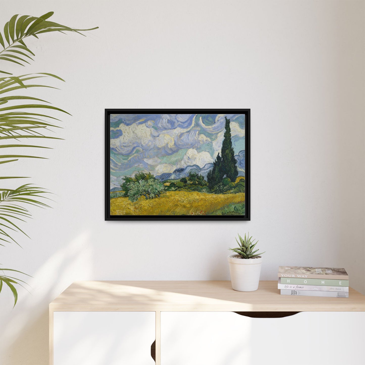 Van Gogh - Wheat Field with Cypresses - Museum Collection - Framed Canvas Print