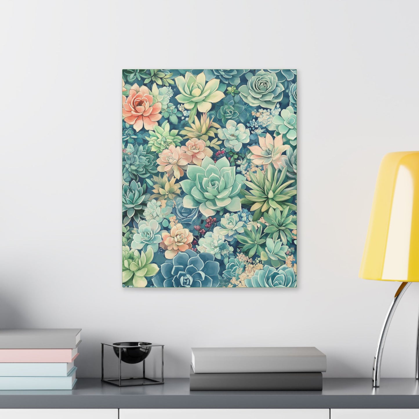 Succulents in Pastel - Secret Garden Collection - Fine Art Print on Canvas