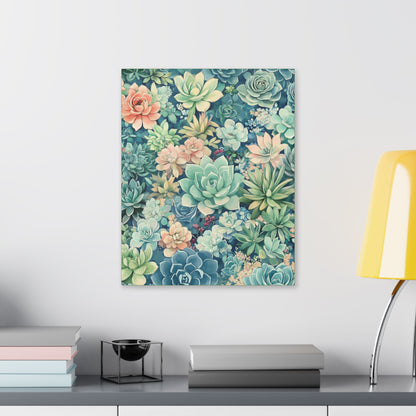 Succulents in Pastel - Secret Garden Collection - Fine Art Print on Canvas