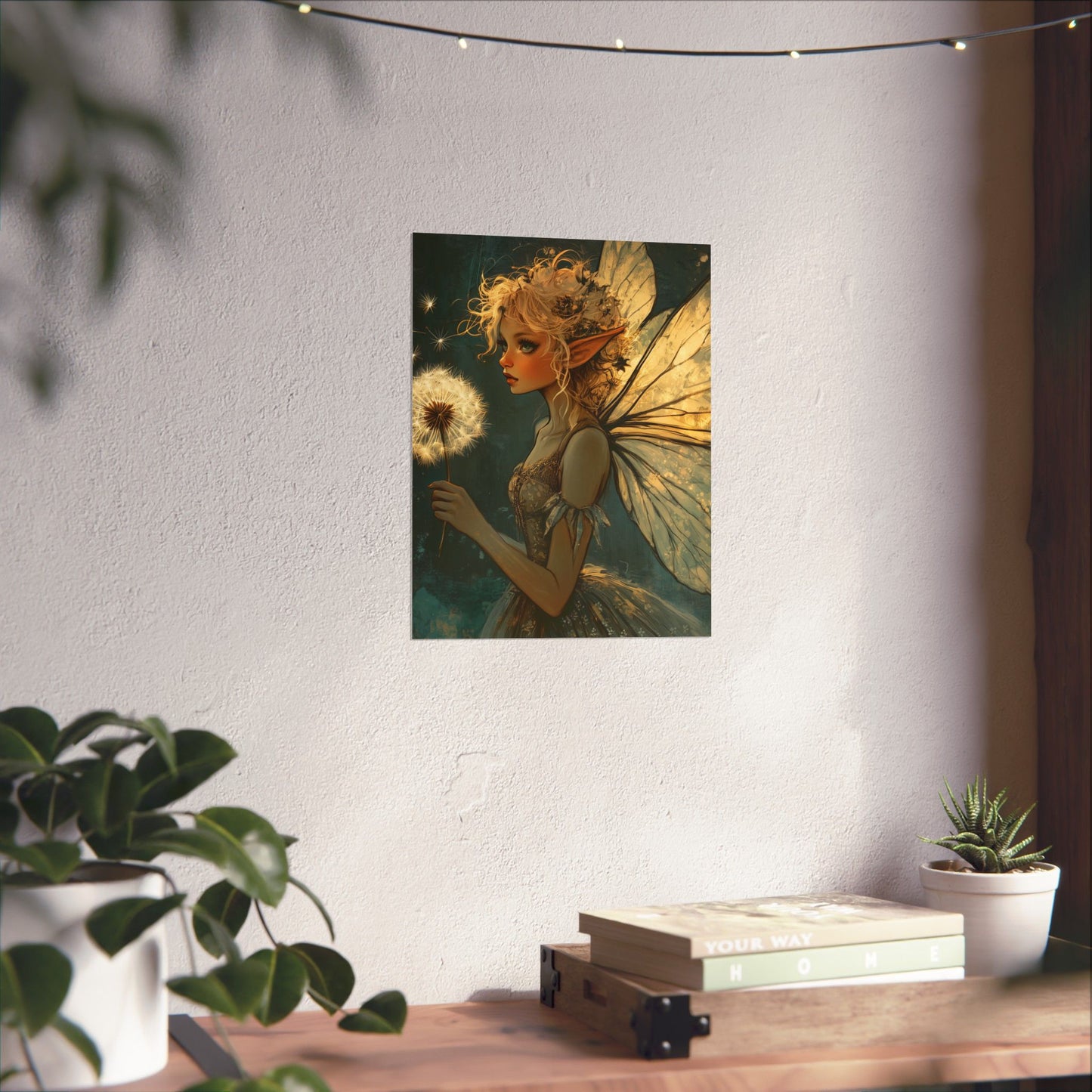 Best Wishes For You - Fairy with Dandelion - Flowers & Fairies Series - Enchanting Wall Art - Vertical Poster - Whimsical Wall Art for Dreamers