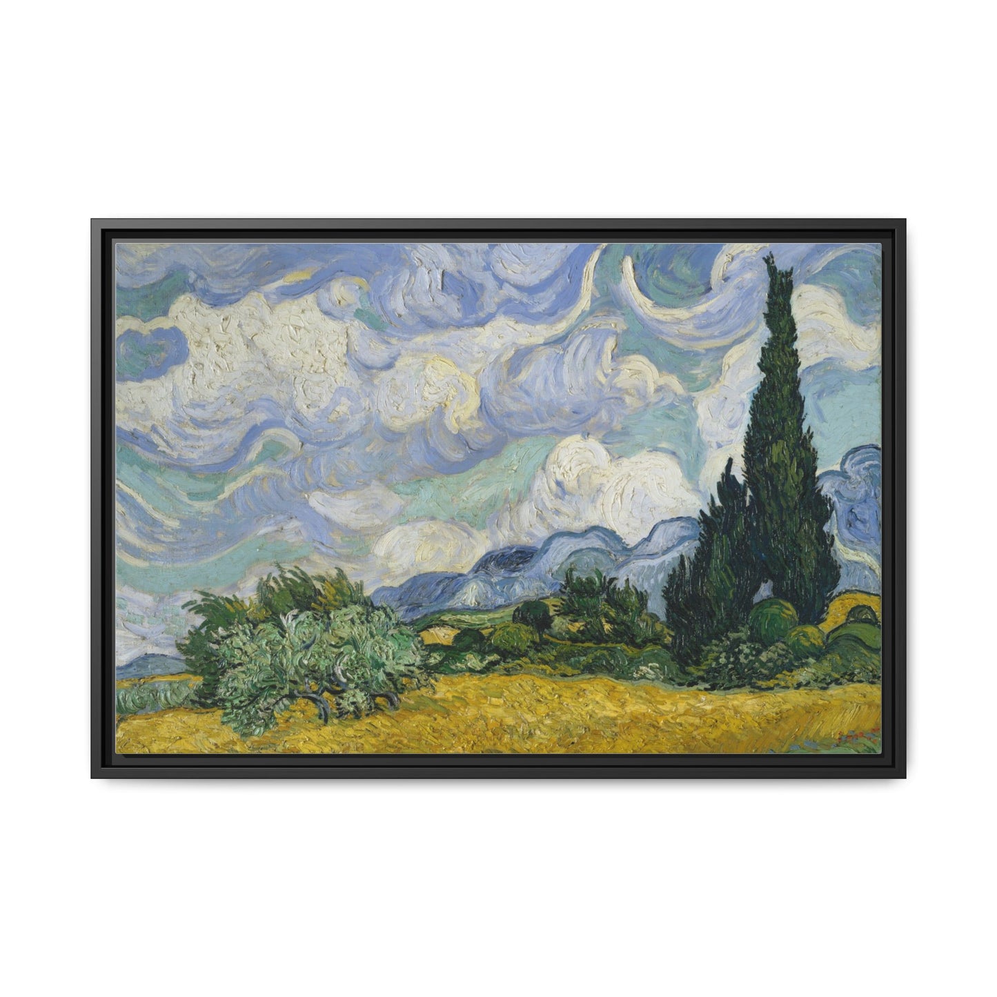 Van Gogh - Wheat Field with Cypresses - Museum Collection - Framed Canvas Print