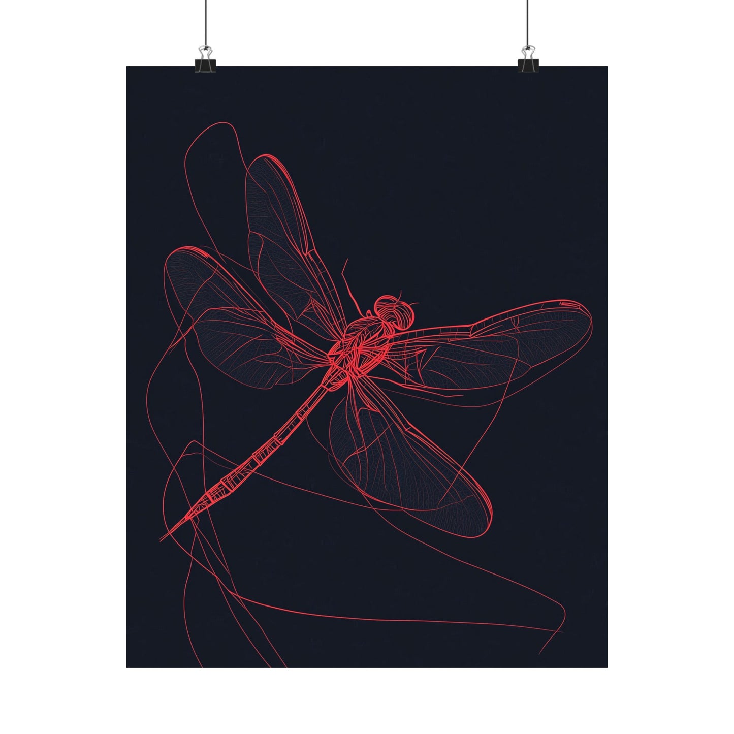 Red Dragonfly Fine Art Print -  Matte Poster – Modern Wall Art for Nature Lovers - Minimalist