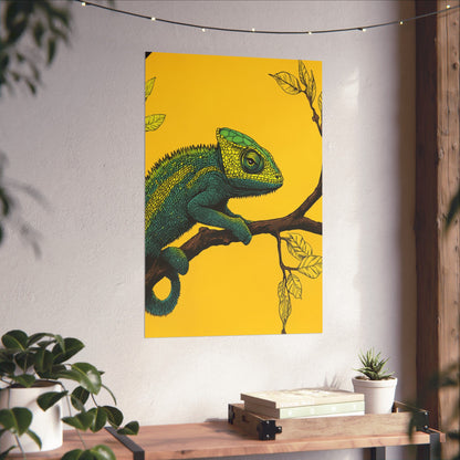 I am not Amused - The Candid Chameleon - Whimsical Animals - Fine Art Print - Vertical Poster - Bohemian Wall Art