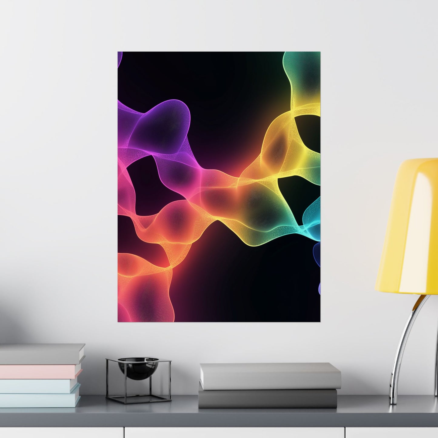 Vibrant Spectrum Abstract Poster - Colorful Wavelengths Energetic Art Print - Black Light Art - Spectrum of Light Wall Art