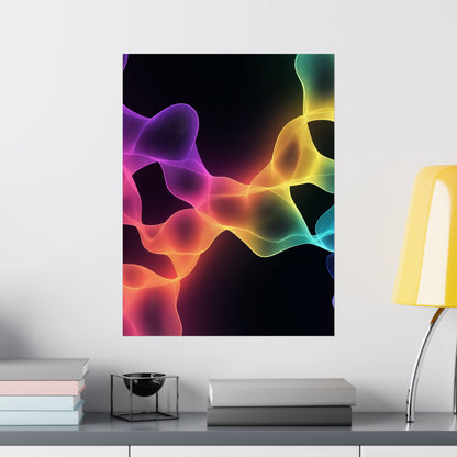 Vibrant Spectrum Abstract Poster - Colorful Wavelengths Energetic Art Print - Black Light Art - Spectrum of Light Wall Art
