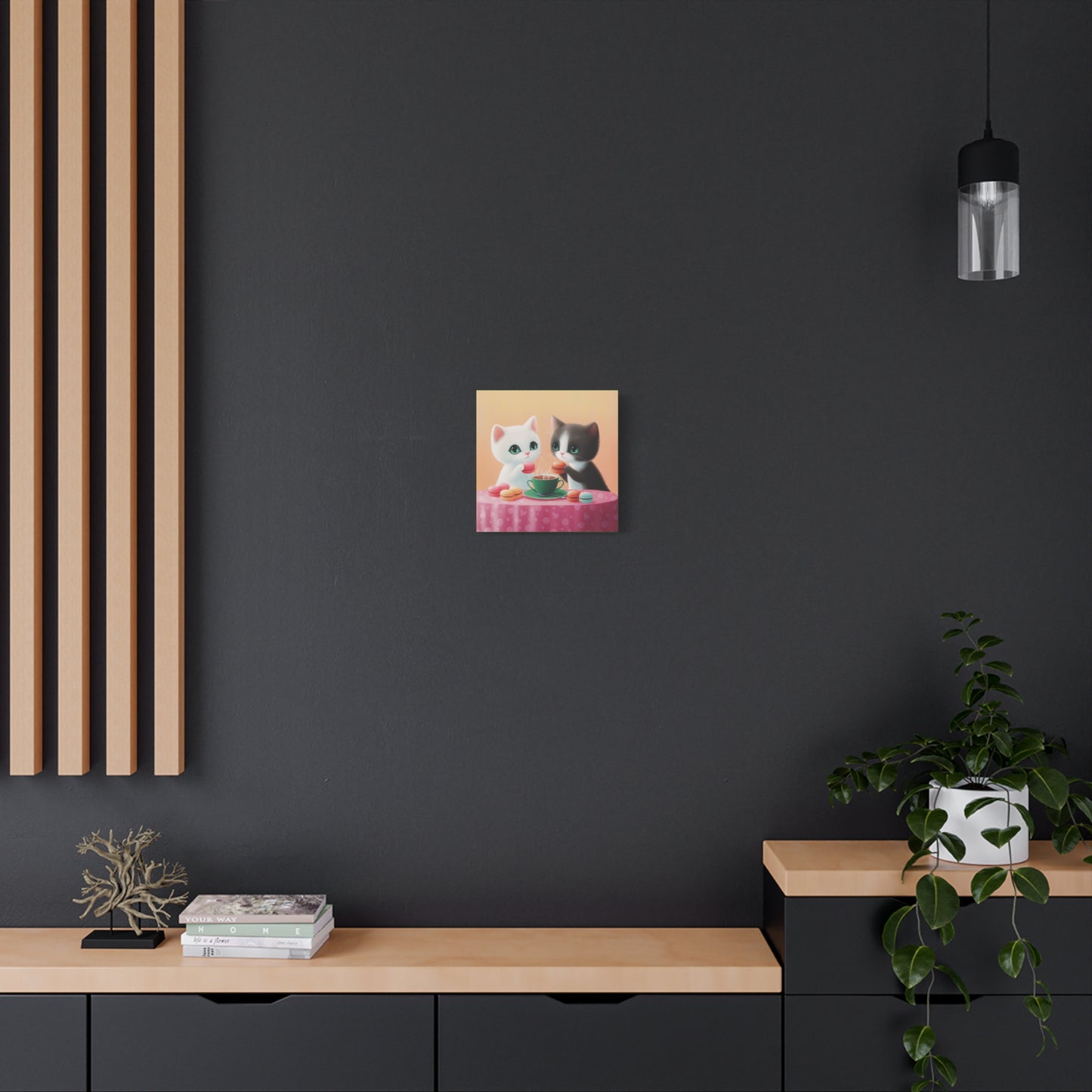 Whimsical Kitty Tea Time - Wall Art & Home Décor - Cute Cat Canvas Art