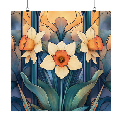 Elegant Daffodil Floral Fine Art Print - Matte Vertical Poster - Daffodil Art Print for Home Décor