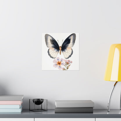 Vintage Butterfly Botanical Print - Matte Vertical Poster - Elegant Wall Art for Nature Lovers