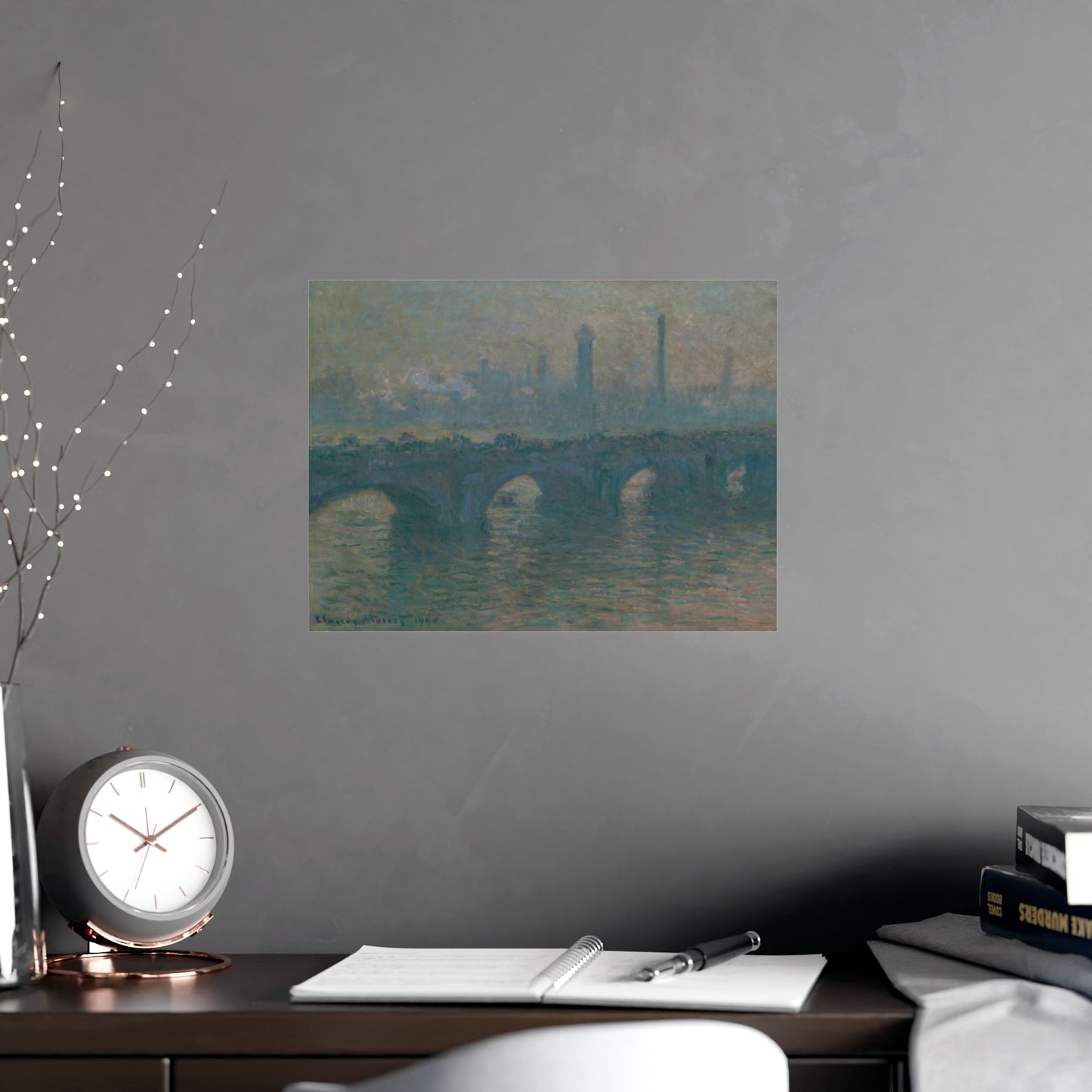 Waterloo Bridge Gray Weather - Monet Fine Art Poster