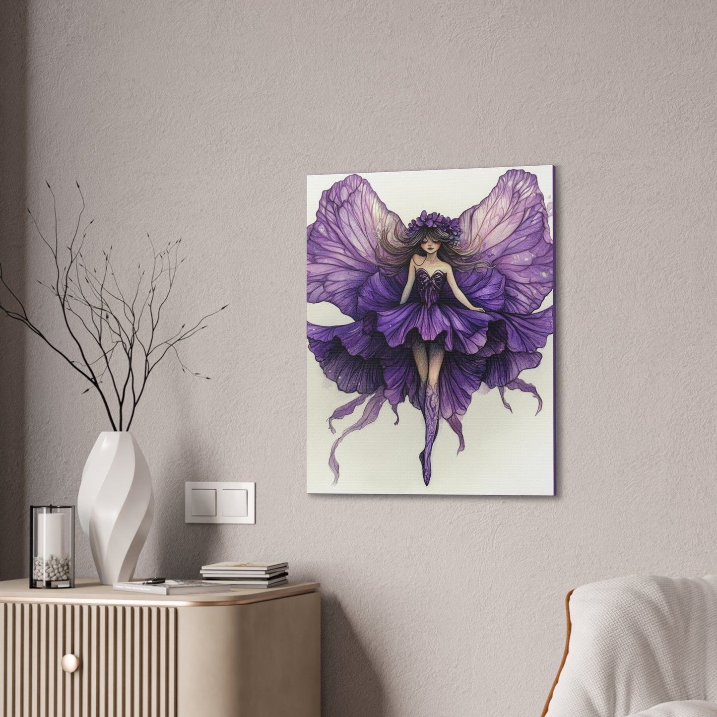 A Violet Affair - Fairies & Flowers Collection - Wall Art - on Canvas