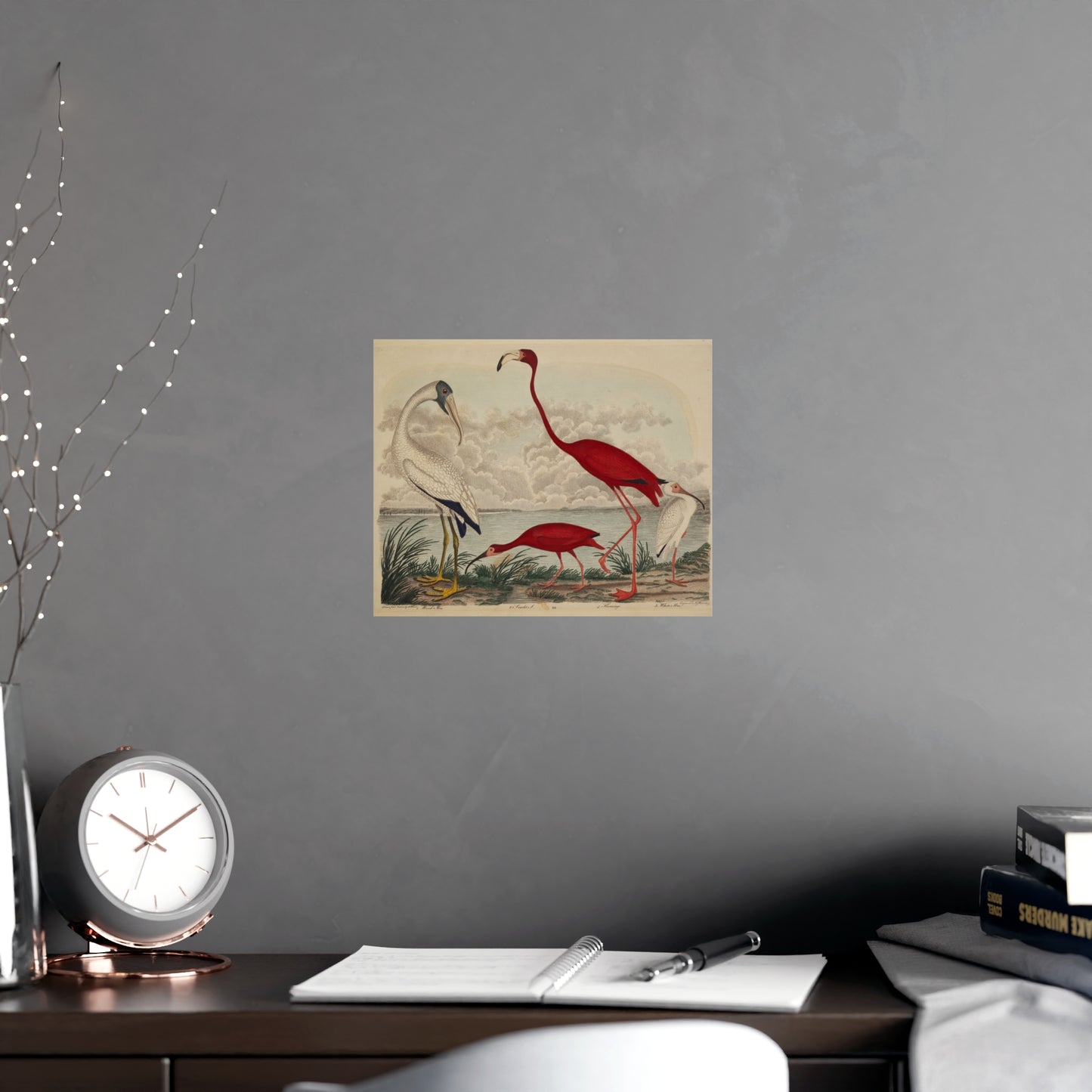 Scarlet Ibis and Flamingo - Vintage Bird Fine Art Poster