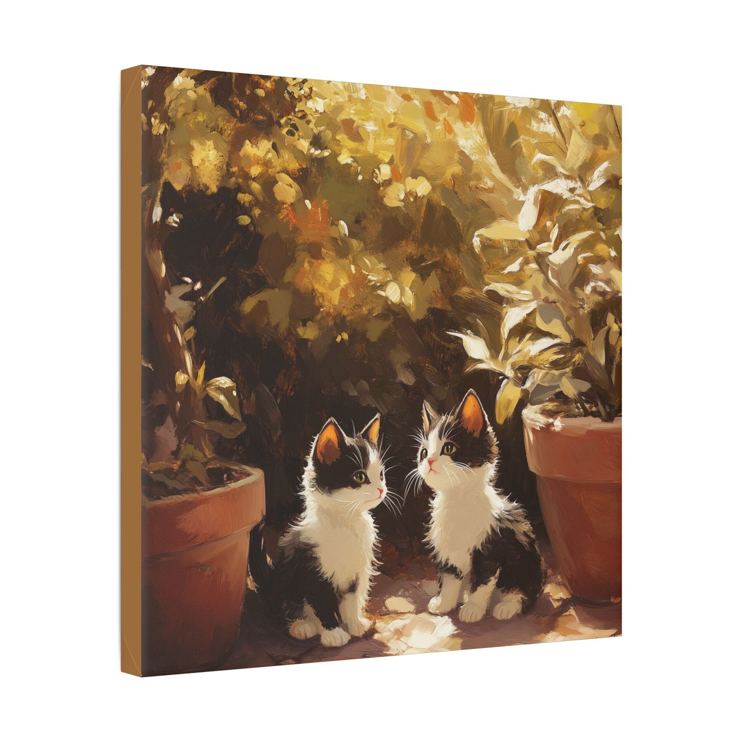 Kittens Conspire  - Garden Friends Series - Fine Art Print on Canvas