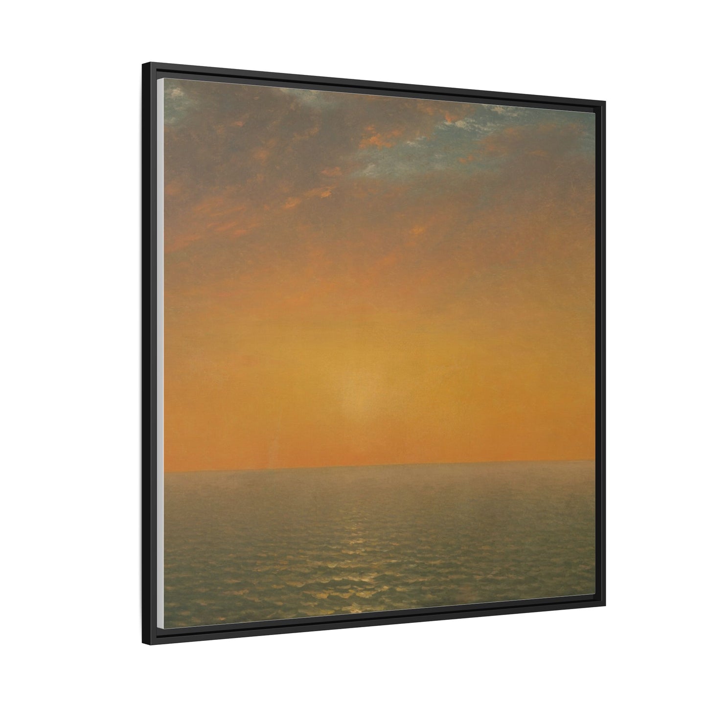 John Frederick Kensett : Sunset on the Sea (1872) - Museum Collection - Framed Canvas Print