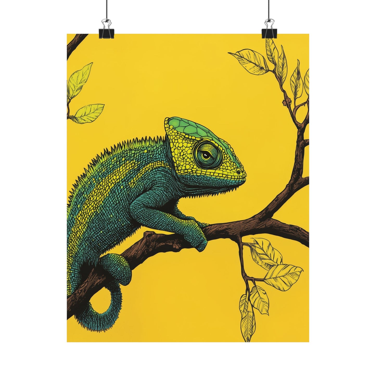 I am not Amused - The Candid Chameleon - Whimsical Animals - Fine Art Print - Vertical Poster - Bohemian Wall Art