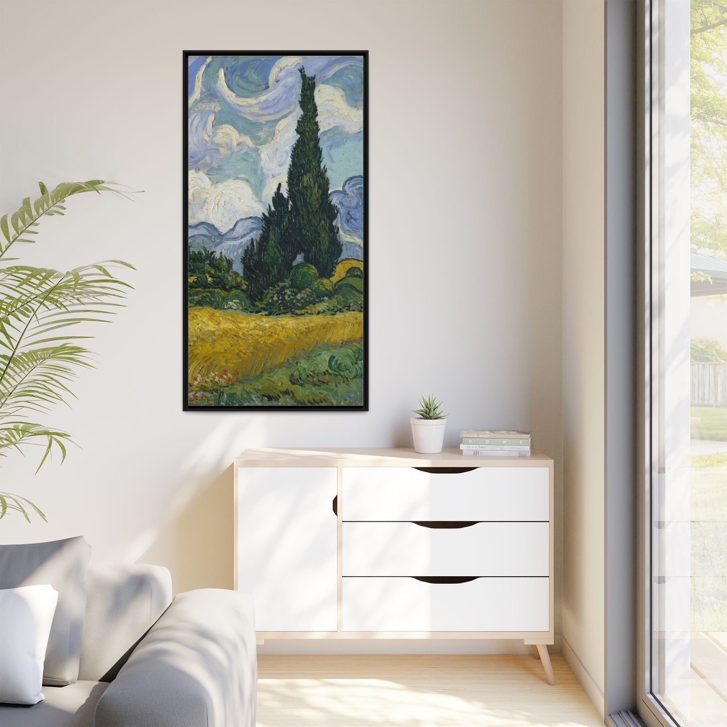 Van Gogh - Wheat Field with Cypresses - Museum Collection - Framed Canvas Print