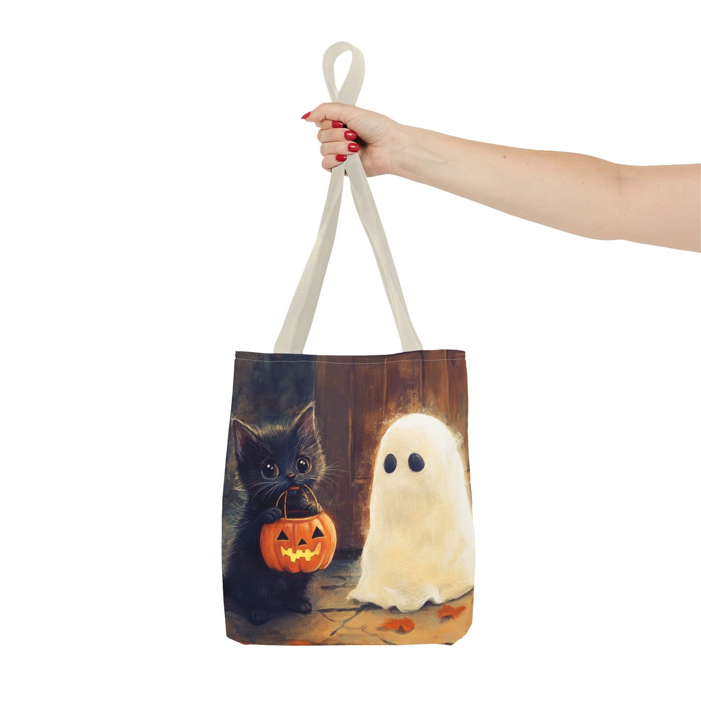 Trick or Treat Halloween Tote Bag - Kitten & Friendly Ghost