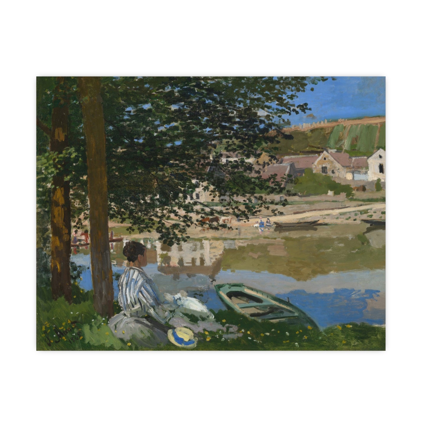 On the Bank of the Seine at Bennecourt - Monet Fine Art Poster