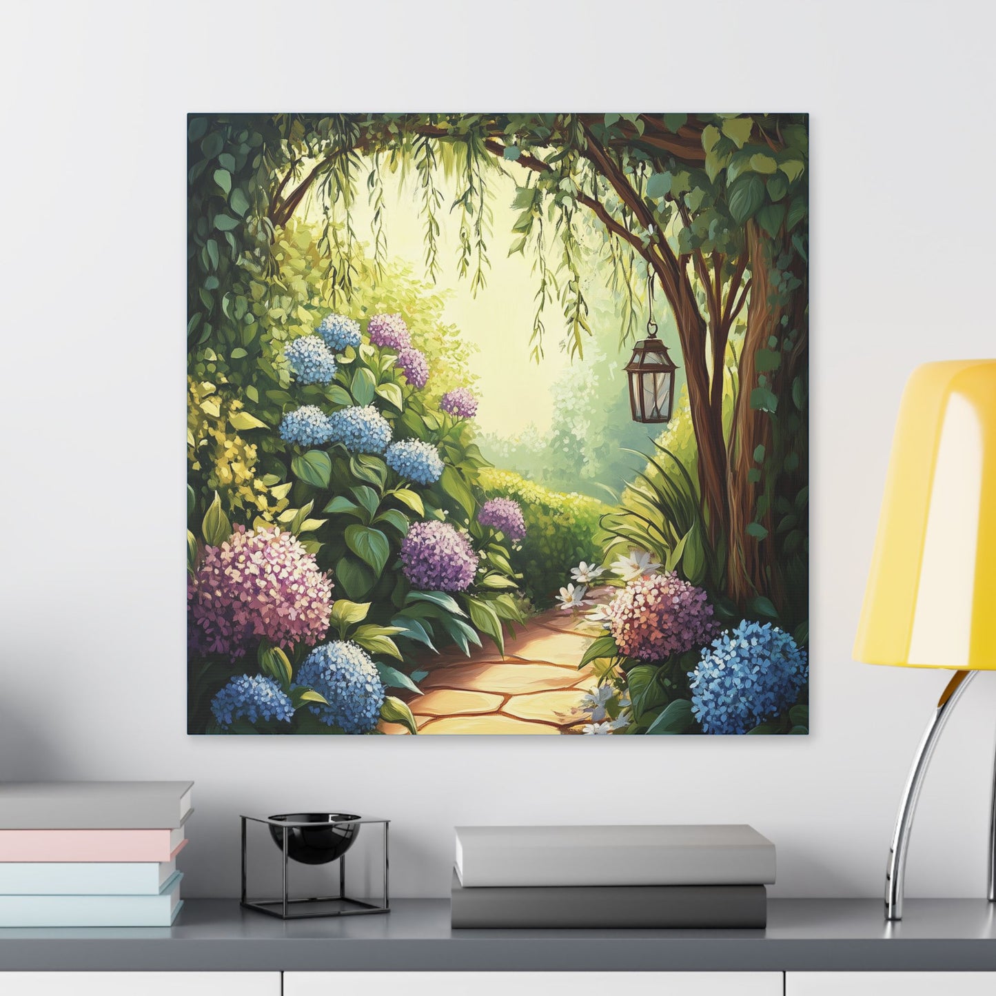 Hydrangea Courtyard - Secret Garden Series - Fine Art Print on Canvas
