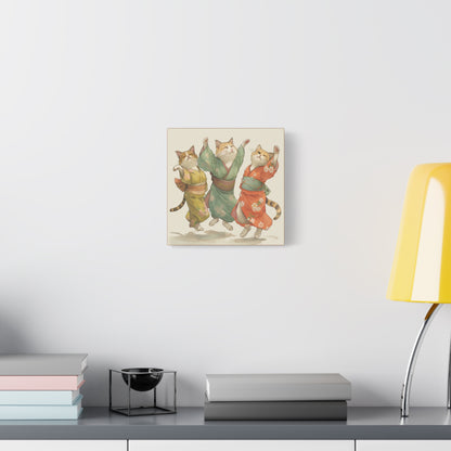 Cheery Cats Prancing - Wall Art Canvas - Home Décor