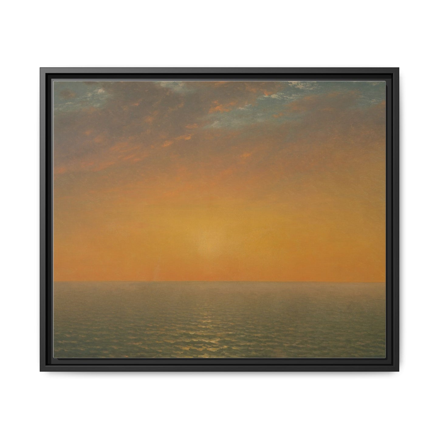John Frederick Kensett : Sunset on the Sea (1872) - Museum Collection - Framed Canvas Print