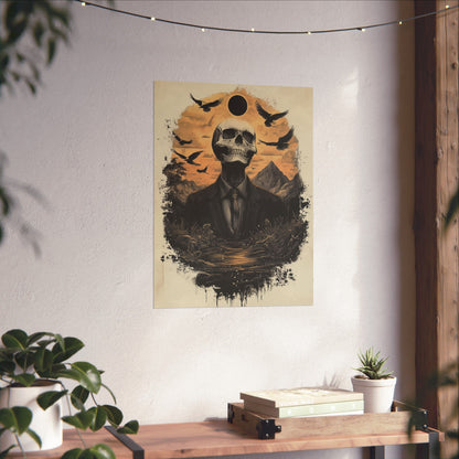 Mystic Black Sun Skull Gothic Poster - Dark Art - Fine Art Prints - Wall Art