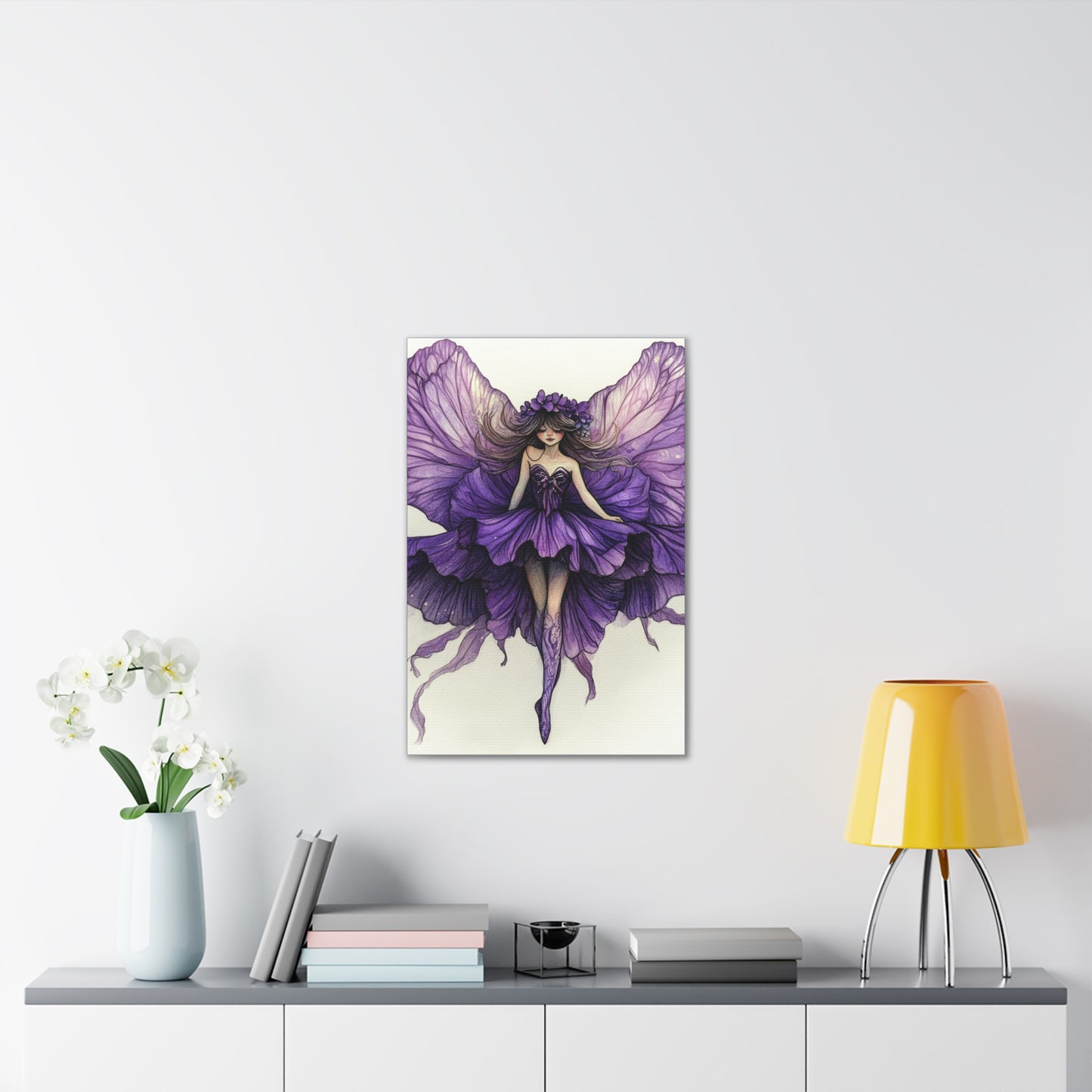 A Violet Affair - Fairies & Flowers Collection - Wall Art - on Canvas