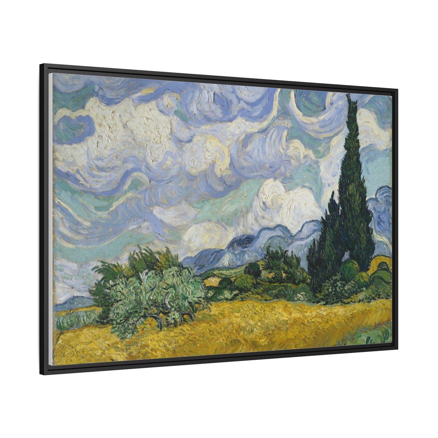 Van Gogh - Wheat Field with Cypresses - Museum Collection - Framed Canvas Print