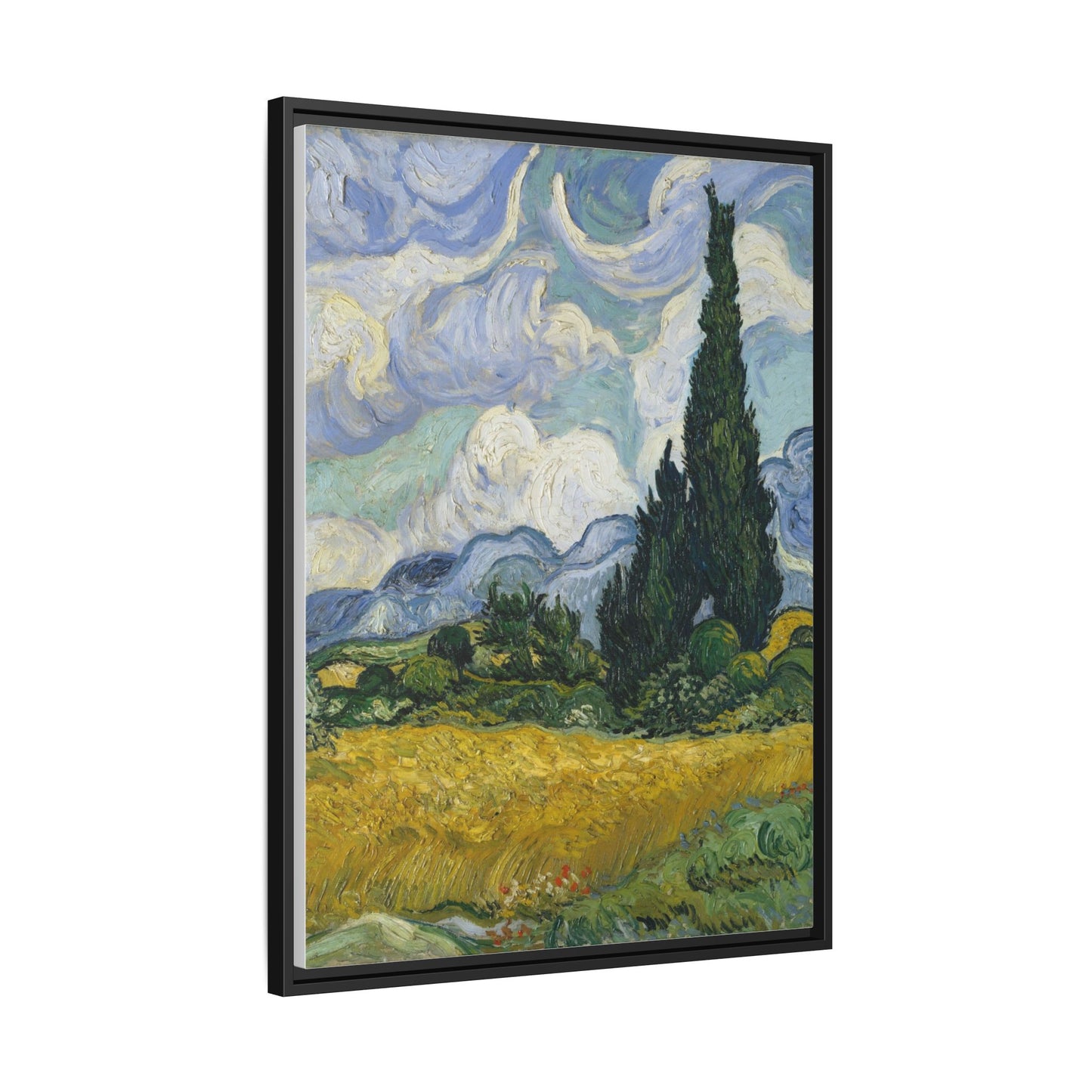 Van Gogh - Wheat Field with Cypresses - Museum Collection - Framed Canvas Print