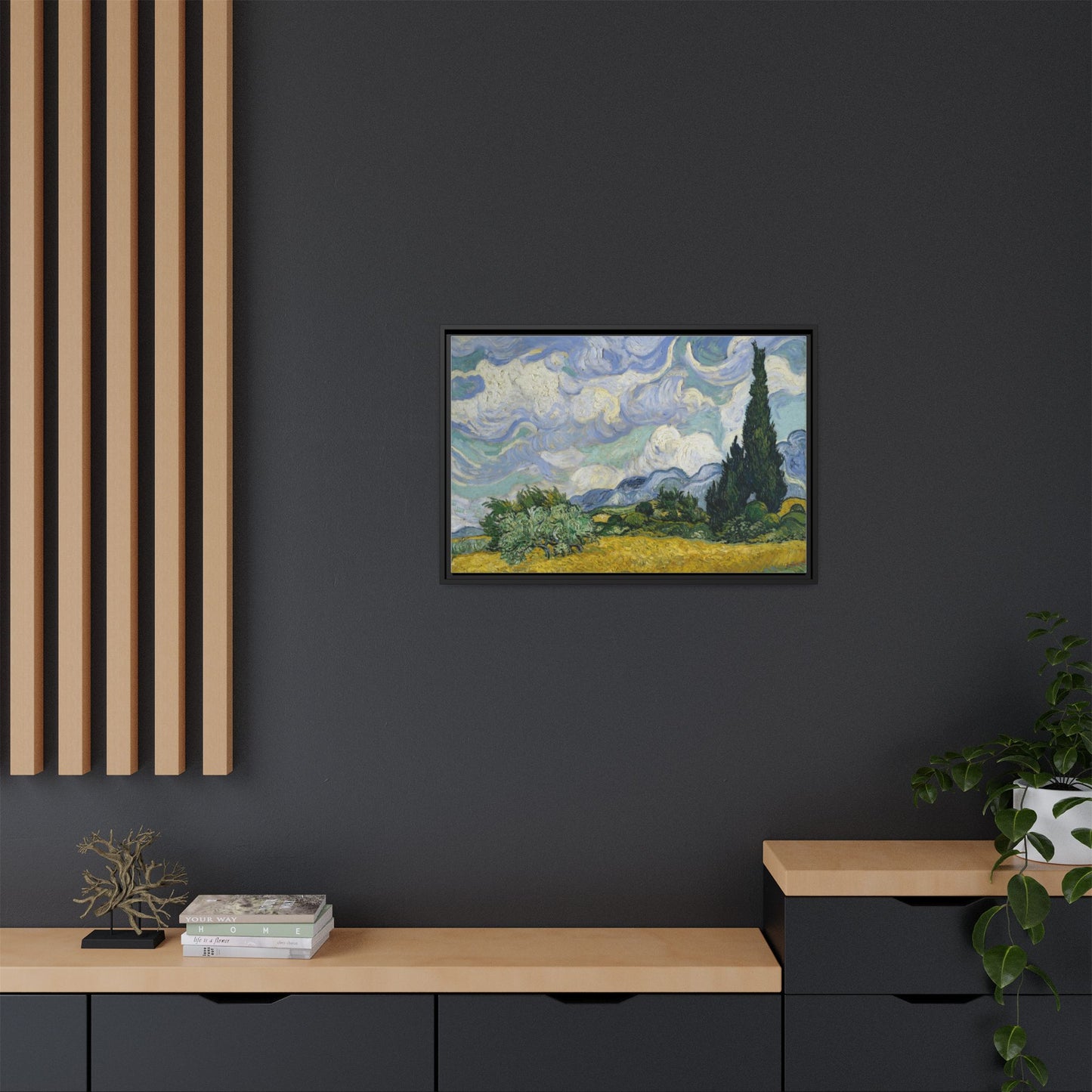 Van Gogh - Wheat Field with Cypresses - Museum Collection - Framed Canvas Print