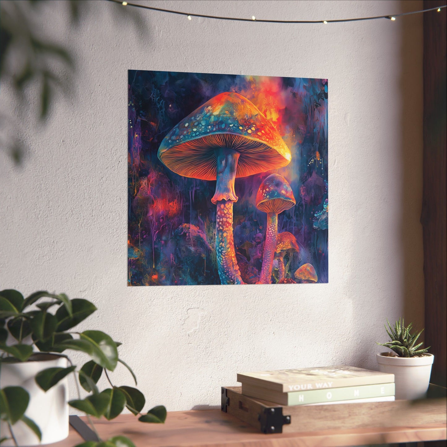 Trippy Mushrooms Poster - Psychedelic Wall Art - Vibrant Fine Art Print - Bedroom Posters - Home Décor