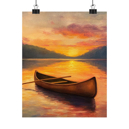 Summer Sunset Canoe on Lake Fine Art Print
