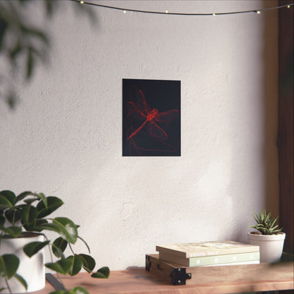 Red Dragonfly Fine Art Print -  Matte Poster – Modern Wall Art for Nature Lovers - Minimalist