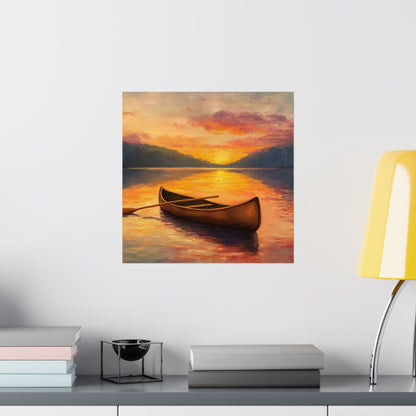 Summer Sunset Canoe on Lake Fine Art Print