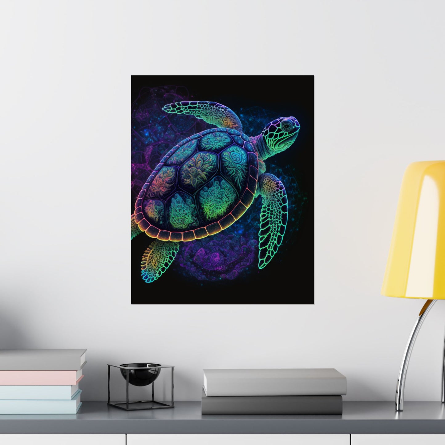 Trippy Turtle - Nautical Fine Art Print - Matte Vertical Poster - Ocean Art for Beach Lovers
