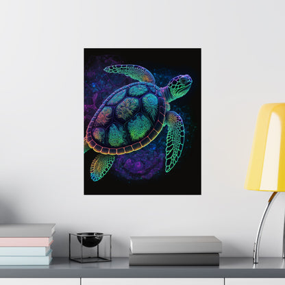 Trippy Turtle - Nautical Fine Art Print - Matte Vertical Poster - Ocean Art for Beach Lovers