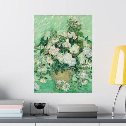 White Roses Painting - Fine Art Prints - Vintage Painting Prints - Elegant Floral - Matte Vertical Poster - White Roses Art Print