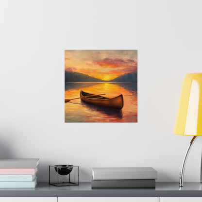 Summer Sunset Canoe on Lake Fine Art Print