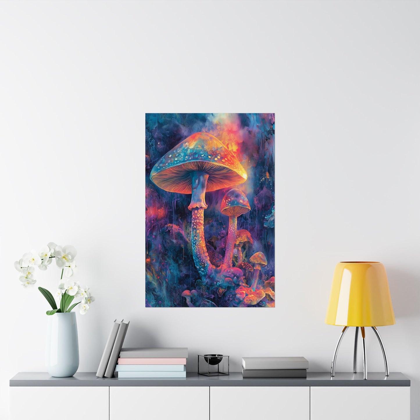 Trippy Mushrooms Poster - Psychedelic Wall Art - Vibrant Fine Art Print - Bedroom Posters - Home Décor