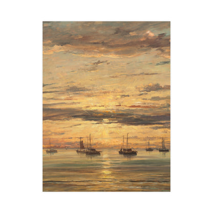 Sunset at Scheveningen - Dutch Maritime Fine Art Poster