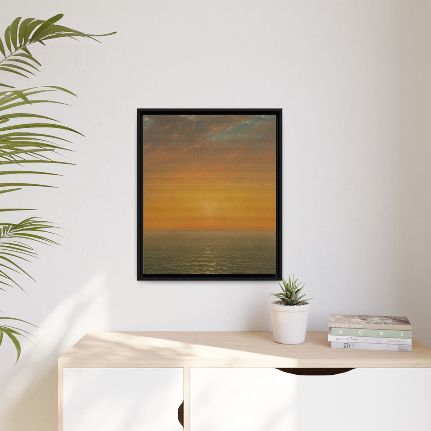 John Frederick Kensett : Sunset on the Sea (1872) - Museum Collection - Framed Canvas Print