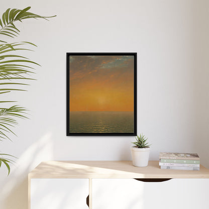 John Frederick Kensett : Sunset on the Sea (1872) - Museum Collection - Framed Canvas Print