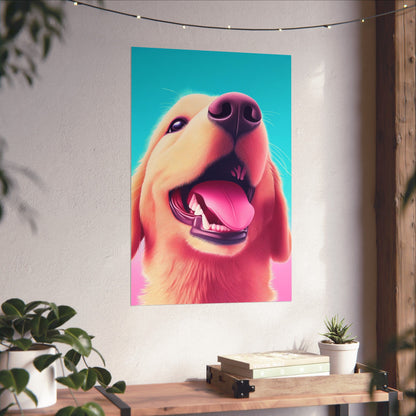 Good Boy - Golden Retriever - Whimsical Animals Series - Matte Vertical Poster - Perfect for Dog Lovers