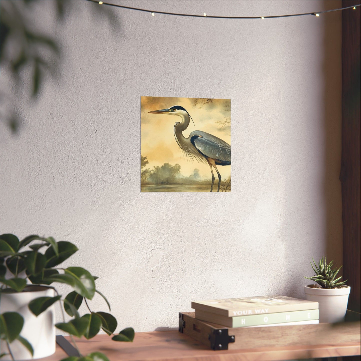Elegant Blue Heron Coastal Fine Art Print