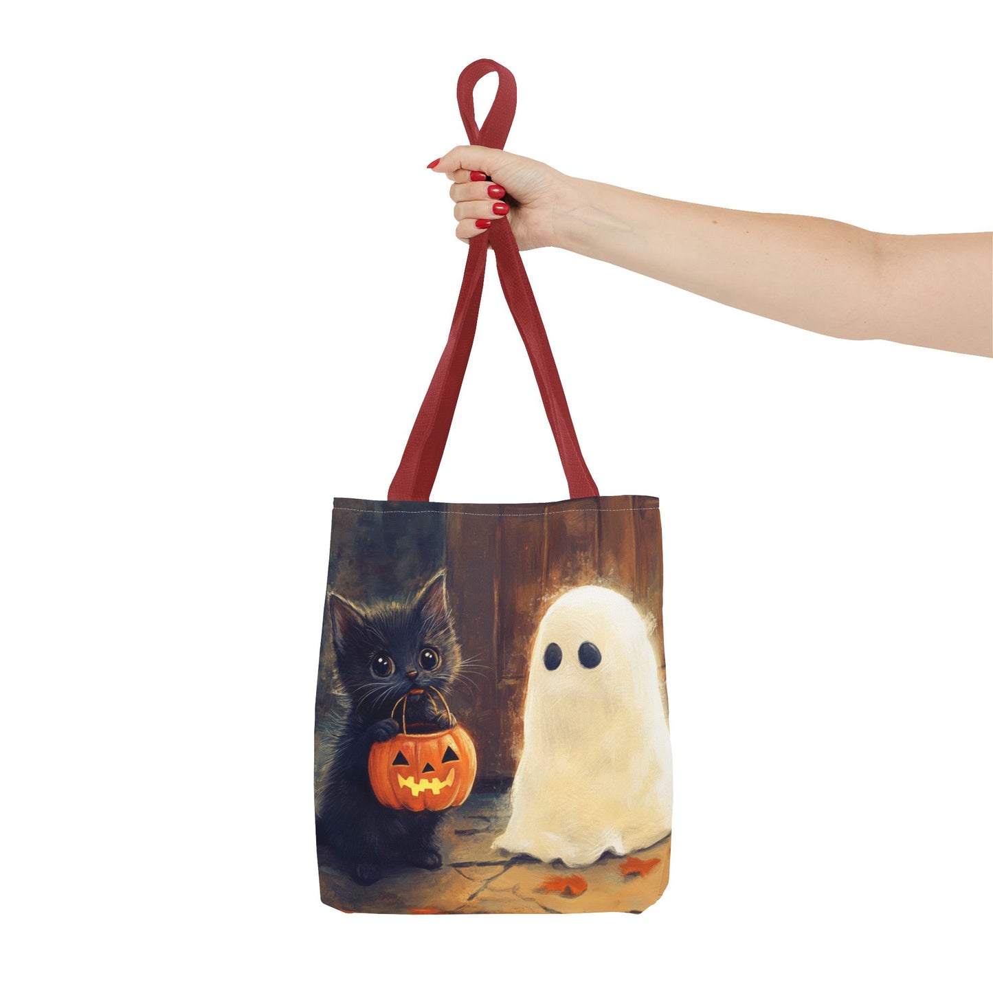 Trick or Treat Halloween Tote Bag - Kitten & Friendly Ghost