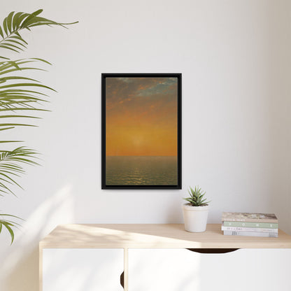 John Frederick Kensett : Sunset on the Sea (1872) - Museum Collection - Framed Canvas Print