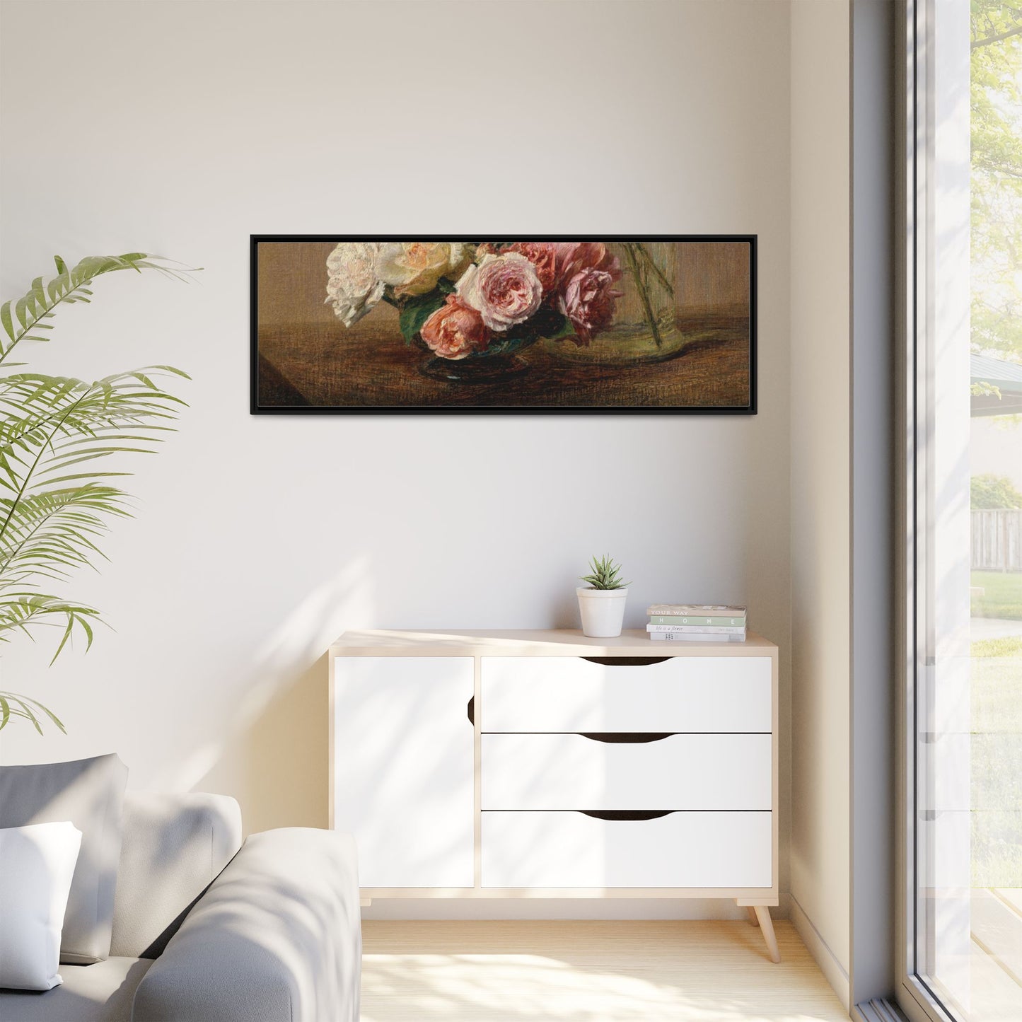 Henri Fantin-Latour : Roses and Lilies (1888) - Giclee Fine Art Print - Museum Collection Framed Canvas Print