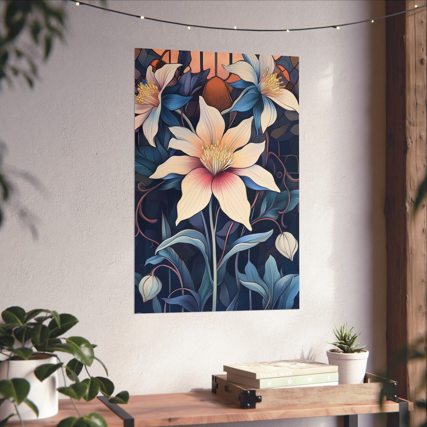 Sunlit Blossoms Fine Art Print - Floral Matte Vertical Posters - Elegant Home Décor