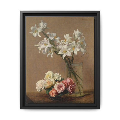 Henri Fantin-Latour : Roses and Lilies (1888) - Giclee Fine Art Print - Museum Collection Framed Canvas Print