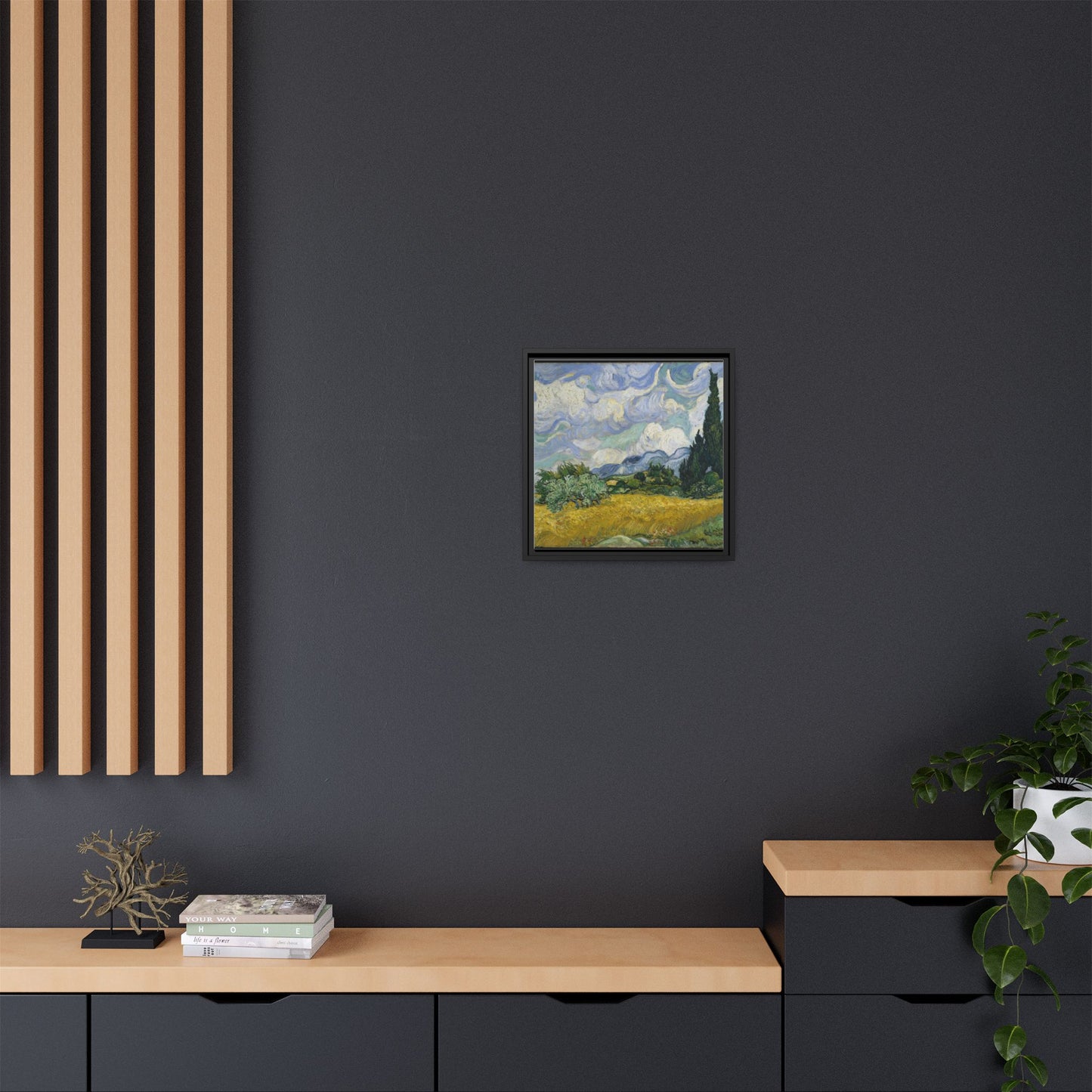 Van Gogh - Wheat Field with Cypresses - Museum Collection - Framed Canvas Print